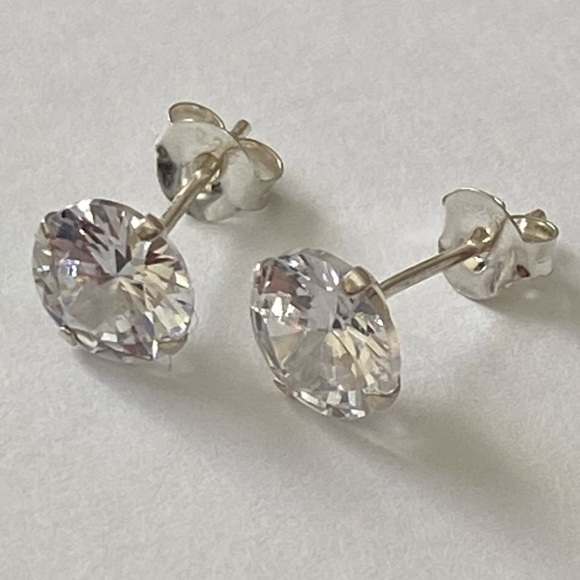 925 silver 7mm cz cubic zirconia stunning earrings - Picture 5 of 6